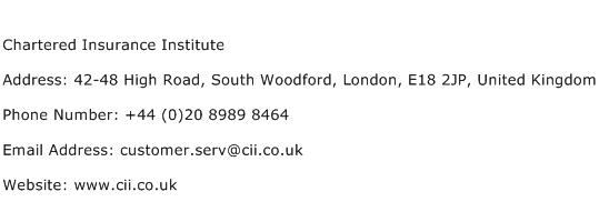 Chartered Insurance Institute Address Contact Number