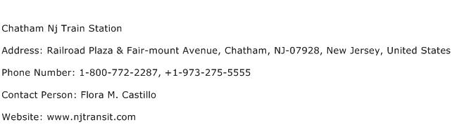 Chatham Nj Train Station Address Contact Number
