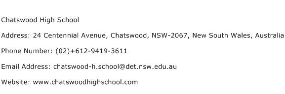 Chatswood High School Address Contact Number