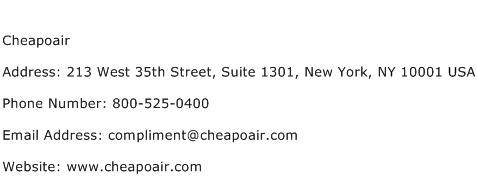 Cheapoair Address Contact Number