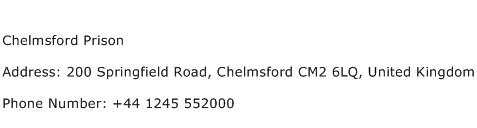 Chelmsford Prison Address Contact Number