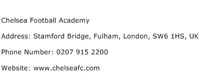 Chelsea Football Academy Address Contact Number