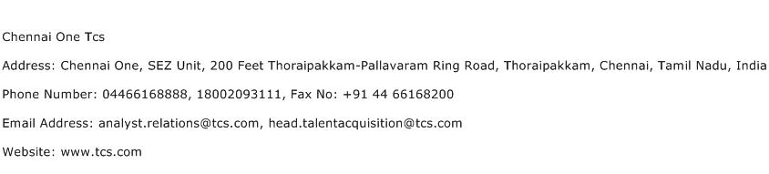 Chennai One Tcs Address Contact Number
