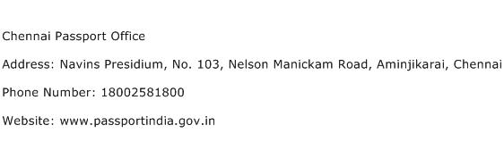 Chennai Passport Office Address Contact Number
