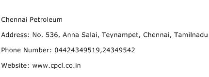 Chennai Petroleum Address Contact Number
