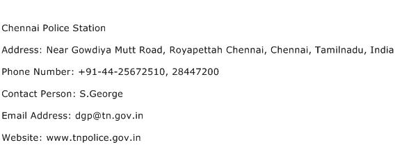 Chennai Police Station Address Contact Number
