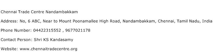 Chennai Trade Centre Nandambakkam Address Contact Number