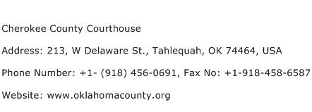 Cherokee County Courthouse Address Contact Number