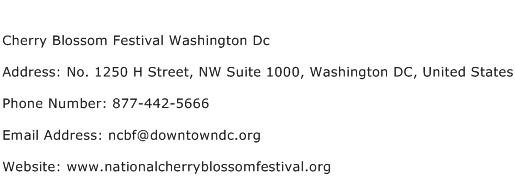 Cherry Blossom Festival Washington Dc Address Contact Number