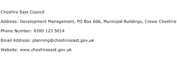 Cheshire East Council Address Contact Number