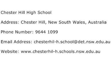 Chester Hill High School Address Contact Number