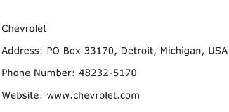 Chevrolet Address Contact Number