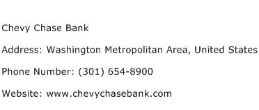 Chevy Chase Bank Address Contact Number