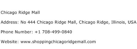 Chicago Ridge Mall Address Contact Number