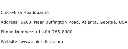Chick fil a Headquarter Address Contact Number
