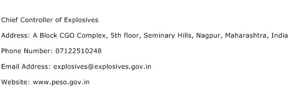 Chief Controller of Explosives Address Contact Number