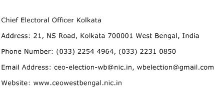Chief Electoral Officer Kolkata Address Contact Number