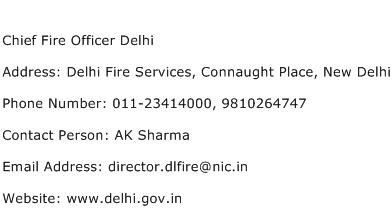 Chief Fire Officer Delhi Address Contact Number