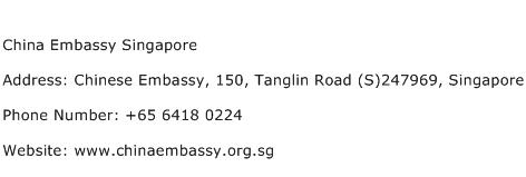 China Embassy Singapore Address Contact Number