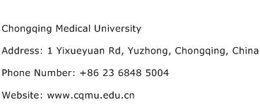 Chongqing Medical University Address Contact Number