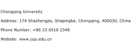Chongqing University Address Contact Number