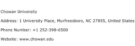 Chowan University Address Contact Number