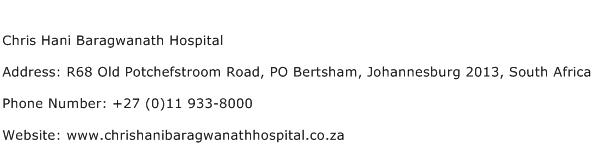 Chris Hani Baragwanath Hospital Address Contact Number