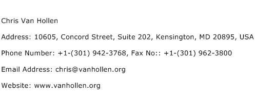 Chris Van Hollen Address Contact Number