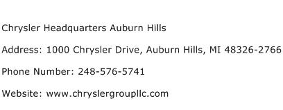 Chrysler Headquarters Auburn Hills Address Contact Number
