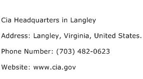 Cia Headquarters in Langley Address Contact Number