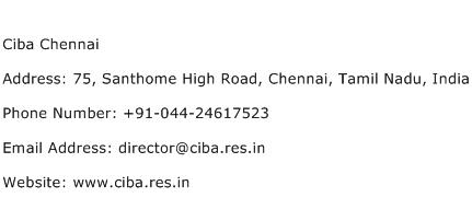 Ciba Chennai Address Contact Number