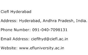 Ciefl Hyderabad Address Contact Number