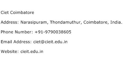 Ciet Coimbatore Address Contact Number