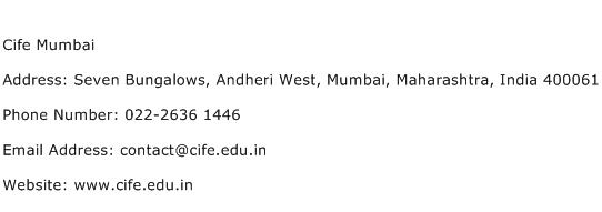 Cife Mumbai Address Contact Number