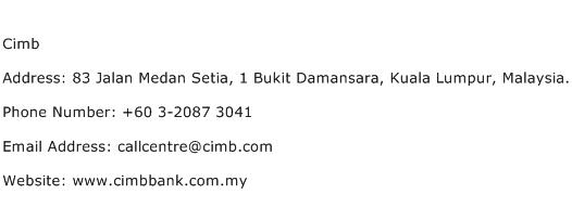 Cimb hq contact number