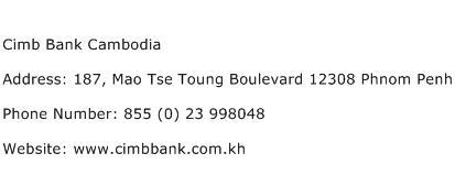 Cimb Bank Cambodia Address Contact Number