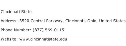 Cincinnati State Address Contact Number