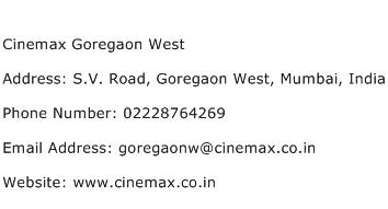 Cinemax Goregaon West Address Contact Number