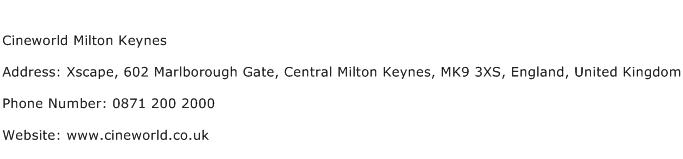 Cineworld Milton Keynes Address Contact Number