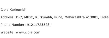 Cipla Kurkumbh Address Contact Number