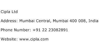 Cipla Ltd Address Contact Number