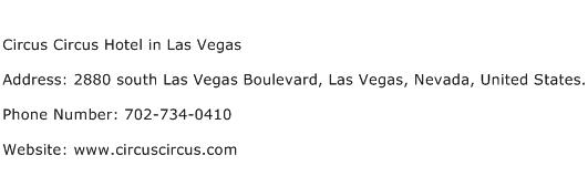 Circus Circus Hotel in Las Vegas Address Contact Number