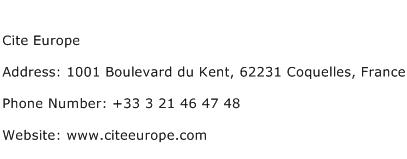 Cite Europe Address Contact Number