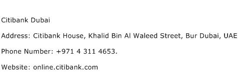 Citibank Dubai Address Contact Number
