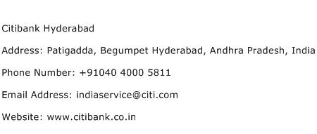 Citibank Hyderabad Address Contact Number