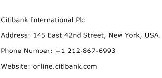 Citibank International Plc Address Contact Number