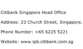 Citibank Singapore Head Office Address Contact Number