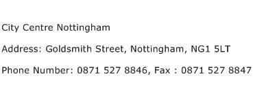 City Centre Nottingham Address Contact Number