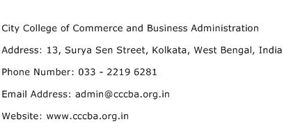 City College of Commerce and Business Administration Address Contact Number