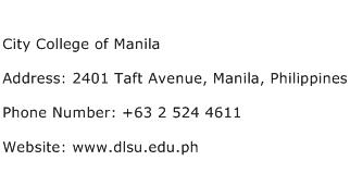 City College of Manila Address Contact Number